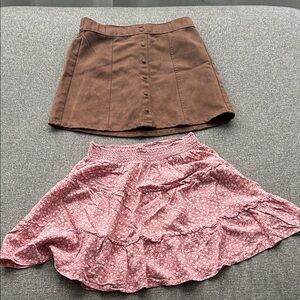 Abercrombie Kids Brown and Hollister Pink Mini Skirt Set